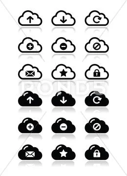 Cloud vector icons set for web Иллюстрация