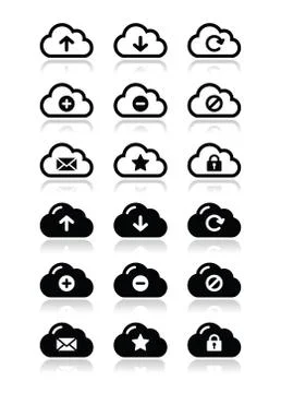 Cloud vector icons set for web Stock Illustration
