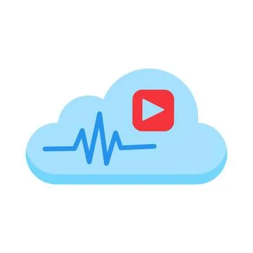 Cloud video streaming audio wave storage flat vector icon illustration Stock Illustration