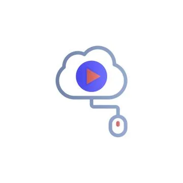 Cloud, videos, mouse, online training color gradient vector icon Illustrazione stock