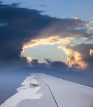 Cloud view from Wing of Airplane Stock Photos