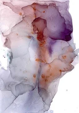 Cloud of the violet smoke with abstract translucent human silhouette in orange g Stock Illustration