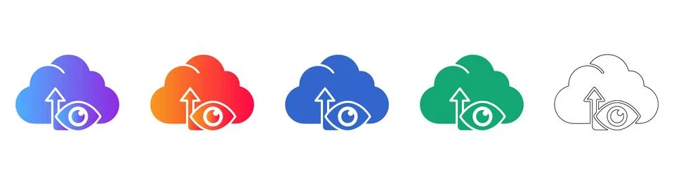 Cloud Vision Insight Icons 스톡 일러스트