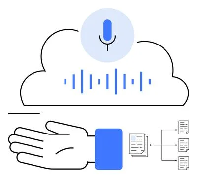Cloud Voice Recognition Technology with Data Management and Accessibility Stockillustratie