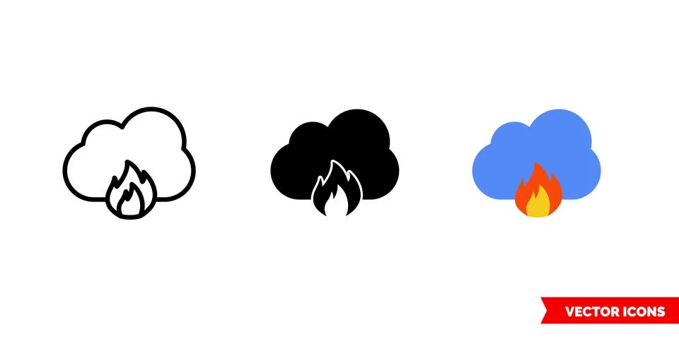 Cloud vulnerability icon of 3 types color, black and white, outline. Isolated Stock Illustration