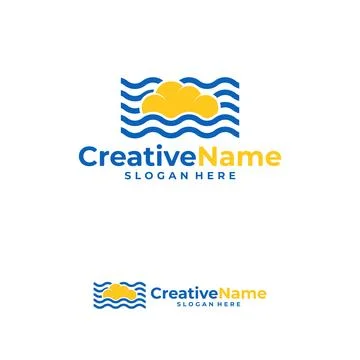Cloud water logo design vector template, Creative cloud water waves logo co.. Stockillustratie