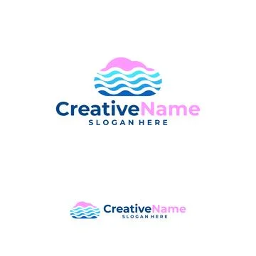 Cloud water logo design vector template, Creative cloud water waves logo co.. Stockillustratie