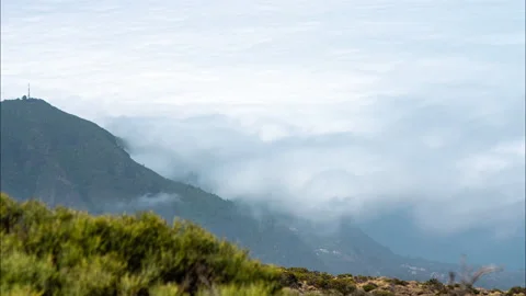Cloud waving timelapse over the mountains in Tenerife Stock Footage 154505727