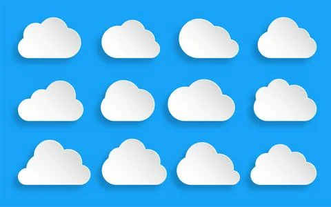 Cloud weather network data papercut web banner set Stock Illustration