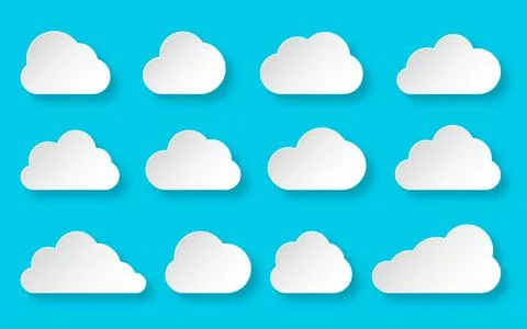 Cloud weather network data papercut web banner set Stock Illustration