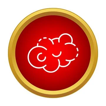 Cloud weather symbol outline on a red circle icon Stock Illustration