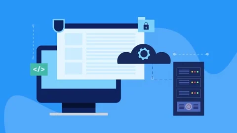 Cloud web hosting, Saas business technology animation. Stock Footage 292966202