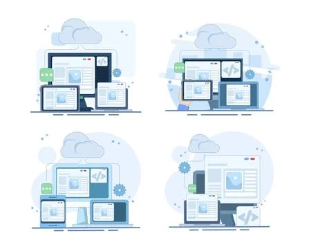 Cloud web server set Stock Illustration