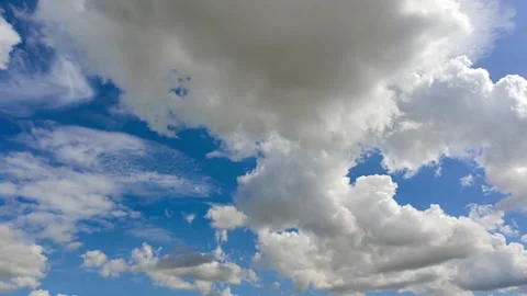 Cloud white background on air sky Timelapse cumulus clouds moving in blue sky Stock Footage 336568870