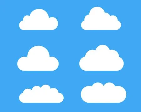 Cloud white icon flat symbol set or vector illustration EPS10 with blue イラスト素材