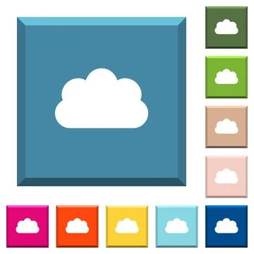 Cloud white icons on edged square buttons Ilustración de archivo