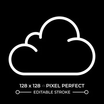 Cloud white linear icon for dark theme Illustrazione stock