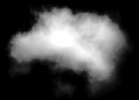 Cloud - white, single, isolated on black background 스톡 사진