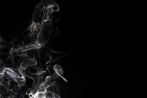 Cloud of white smoke on black background Stock Photos