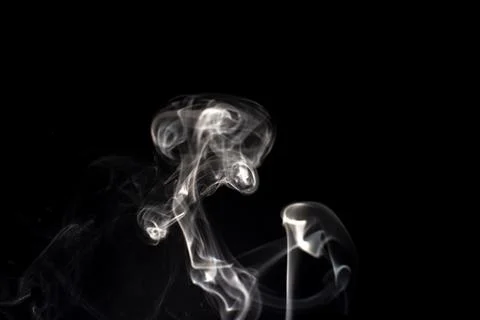 Cloud of white smoke on black background Stock-Fotos