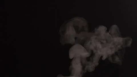 A cloud of white steam, a visible breath of warmth, rises against the darkness Video stock 293948359