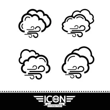 Cloud with wind icon Illustrazione stock