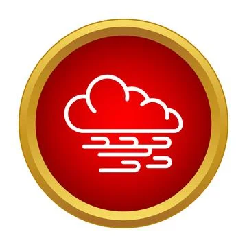 Cloud with wind icon on red button Stock Illustration