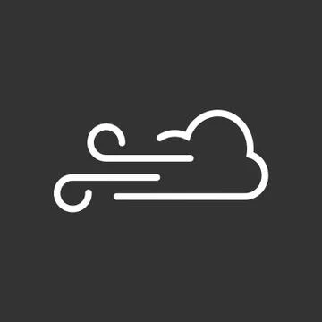 Cloud with wind icon. Vector illustration, flat design. Stock Illustration