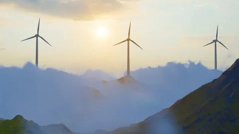 Cloud Wind Power Green Energy Stock-Footage 290997657