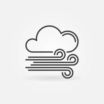Cloud with Wind vector thin line Weather concept icon Stock Illustration