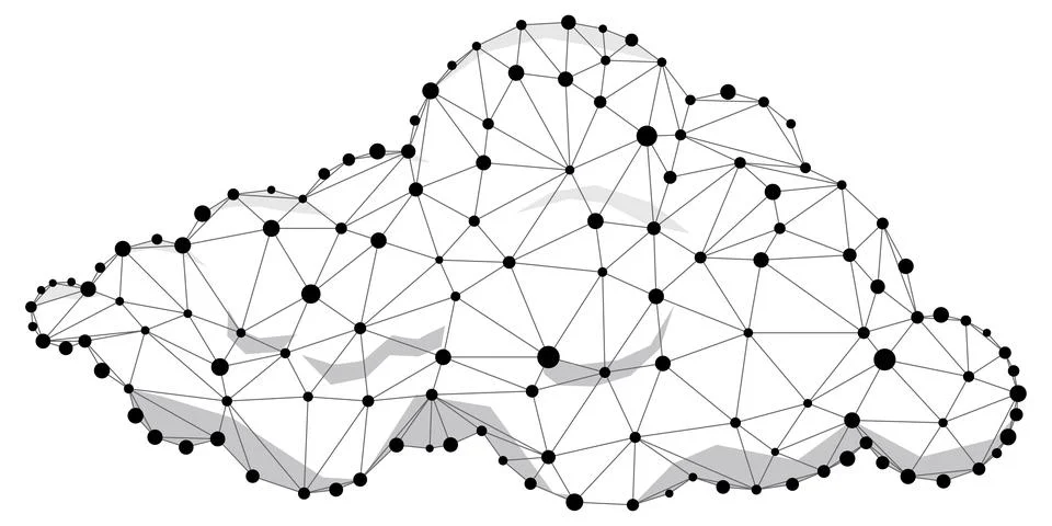 Cloud wireframe vector sign network design element. Stock Illustration