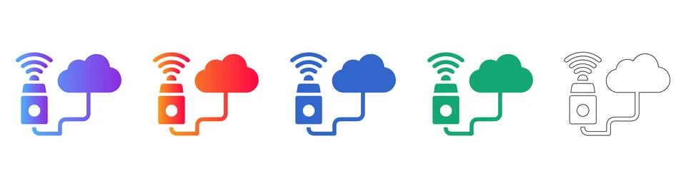 Cloud Wireless Connectivity Icon Set 스톡 일러스트