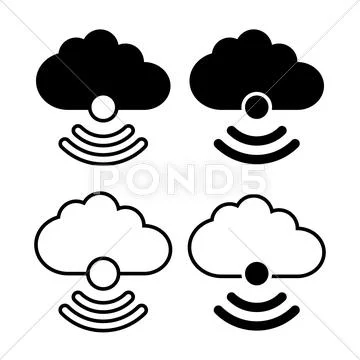 Cloud with wireless symbol icon Stock Illustration