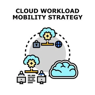 Cloud workload mobility strategy planning concept Stockillustratie