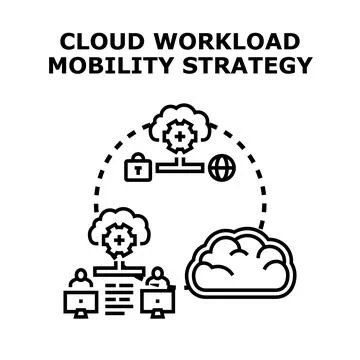 Cloud workload mobility strategy planning concept Illustrazione stock