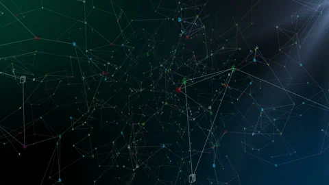 Cloud of world interactions. Economic and social interactions.Bit Coin BTC coins Stock Footage 97309804