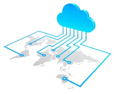Cloud World Map Concept Stock Illustration