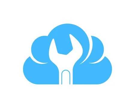 Cloud with wrench silhouette inside Stock Illustration