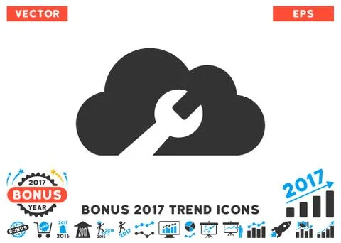 Cloud Wrench Tools Flat Icon With 2017 Bonus Trend Illustrazione stock