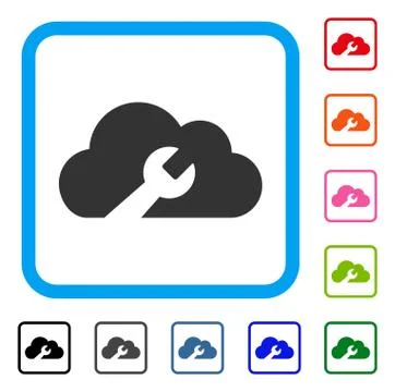 Cloud Wrench Tools Framed Icon Stock Illustration