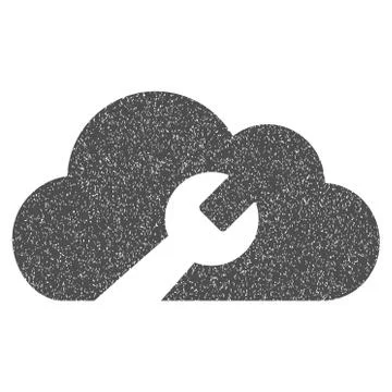 Cloud Wrench Tools Grainy Texture Icon Illustrazione stock