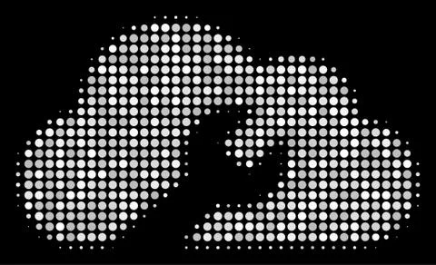 Cloud Wrench Tools Halftone Icon Illustrazione stock