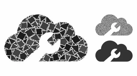 Cloud wrench tools Mosaic Icon of Rough Items Illustrazione stock