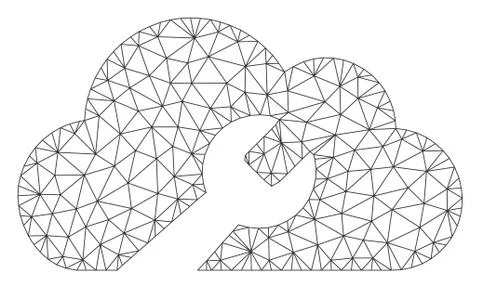 Cloud Wrench Tools Polygonal Frame Vector Mesh Illustration Illustrazione stock