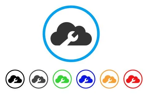Cloud Wrench Tools Rounded Icon Illustrazione stock