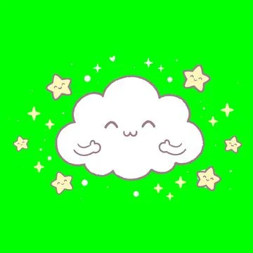Cloud with Yellow Stars on Pink Background Illustration Stock Illustration