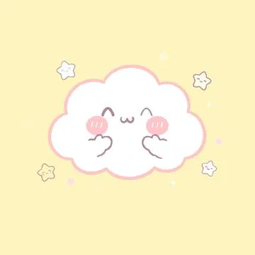 Cloud with Yellow Stars on Pink Background Illustration Stock Illustration