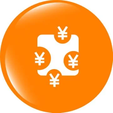 Cloud with Yen JPY sign icon. web button isolated on white Stock Illustration