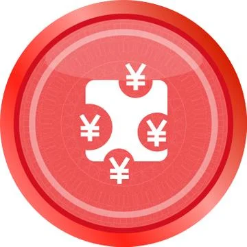 Cloud with Yen JPY sign icon. web button isolated on white Illustrazione stock
