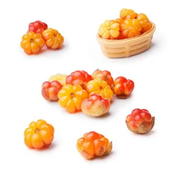 Cloudberry set isolated Stock Photos
